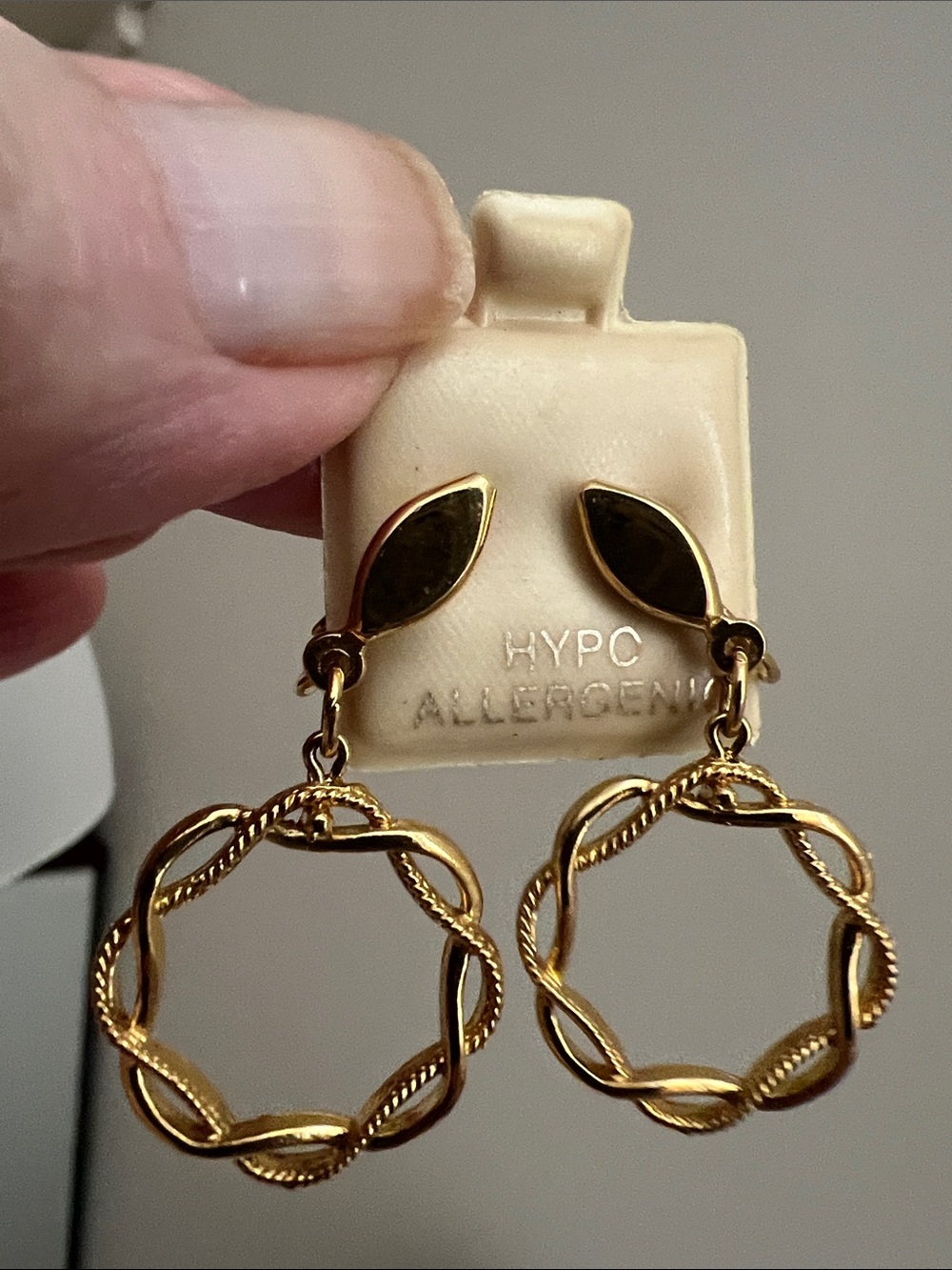 Trifari Gold-Tone Twisted Hoop Drop Earrings - Heirloom Estate